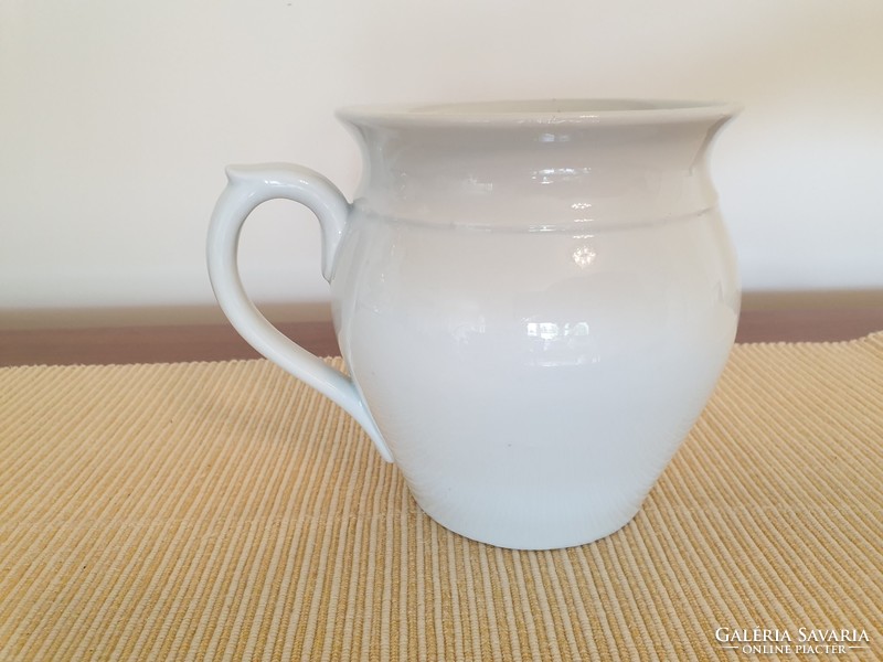 Old Zsolnay porcelain white stemmed folk large mug