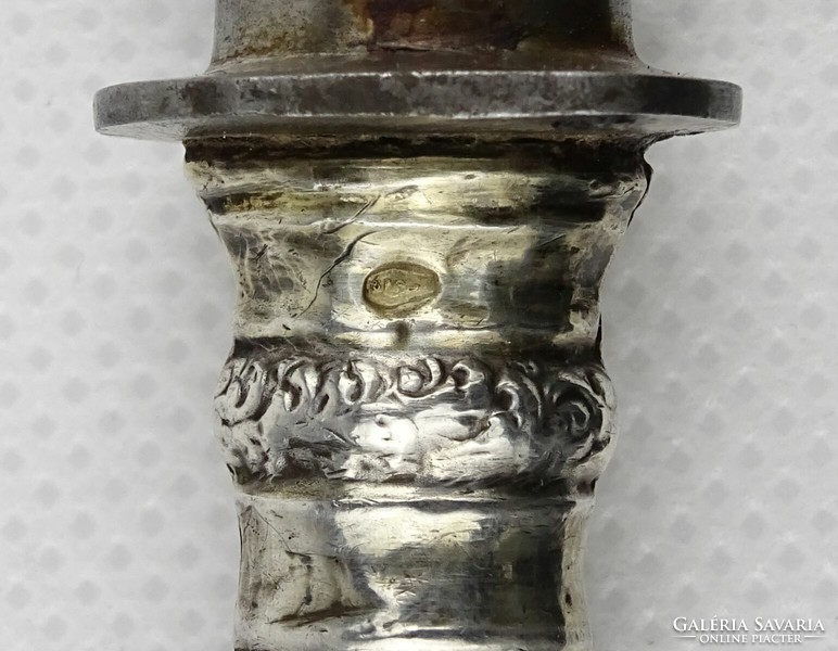 1J144 Antik ezüst nyelű hússzedő villa húsvilla 26 cm