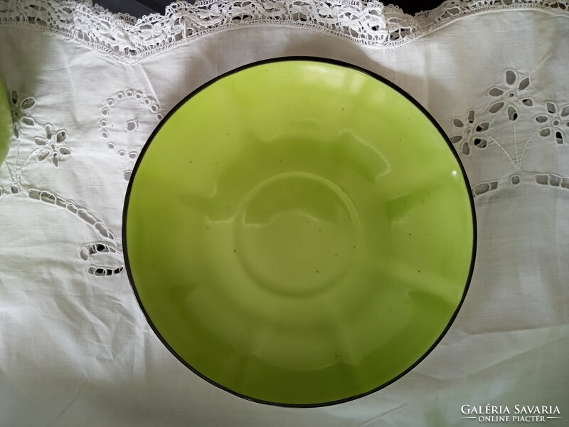 Old zsolnay bright apple green tea cup