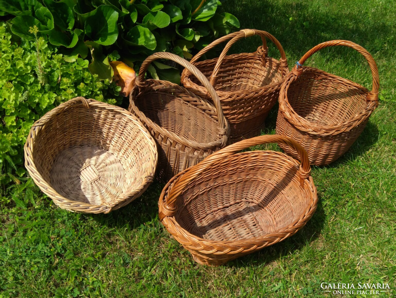 Retro, vintage oval, double-handled, high-bottomed, beautifully shaped wicker basket