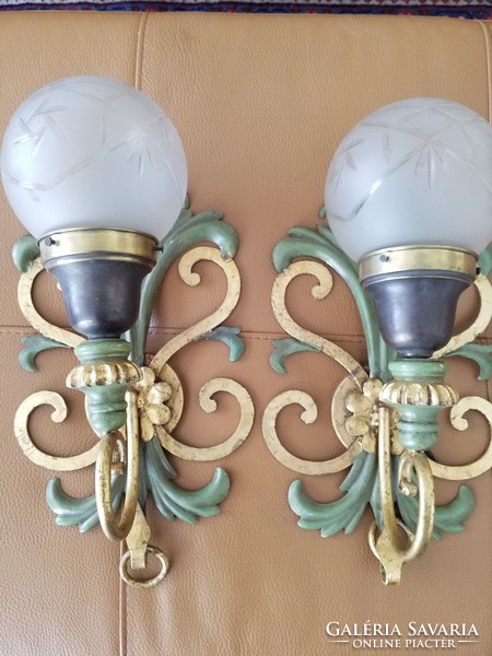 2 db zöld arany vintage fali lámpa