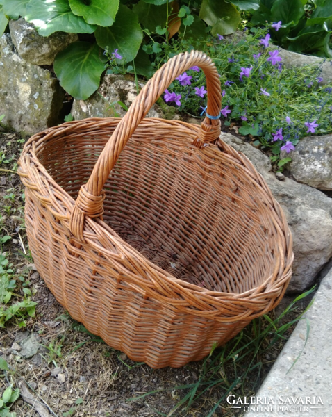 Retro, vintage oval, wicker basket with handles