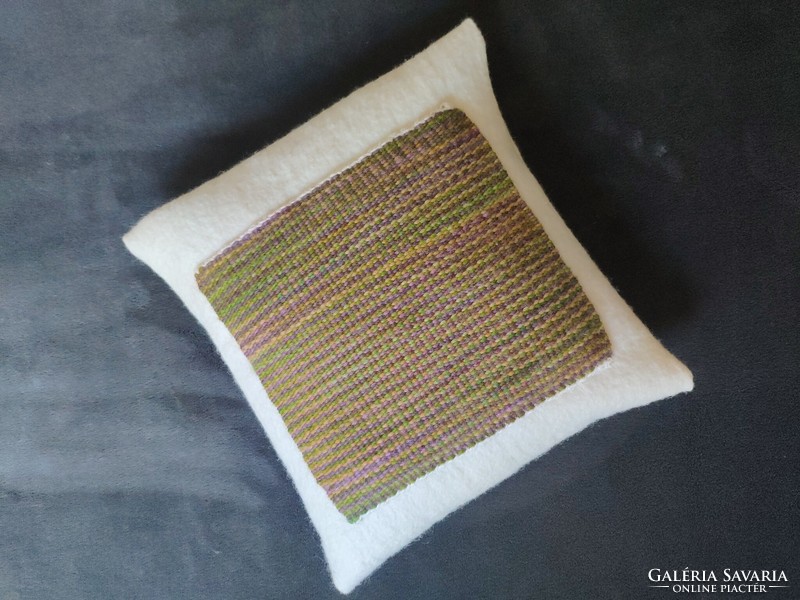 'Crocus' - 'emerald path' - 'hawthorn glows' wool throw pillows with hand-woven insert