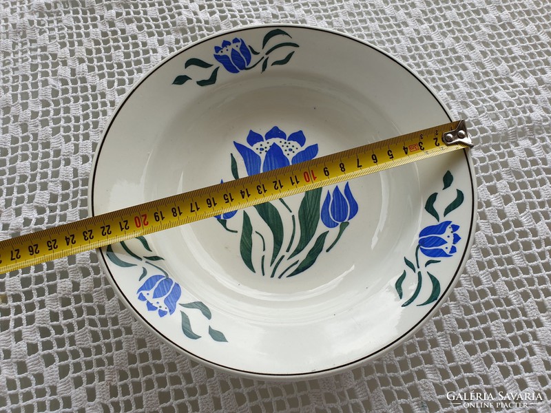 Régi Wilhelmsburgi falitányér fajansz népi falidísz kék virágos tányér