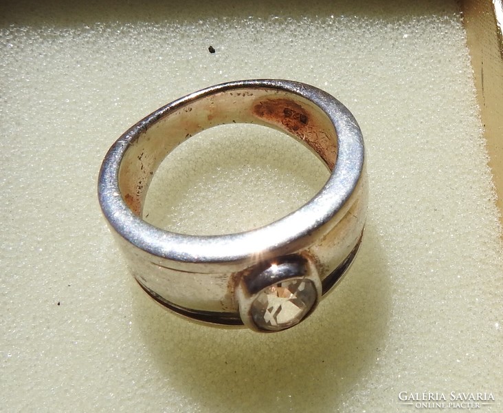 Régi nagy fehér köves szoliter ezüst gyűrű