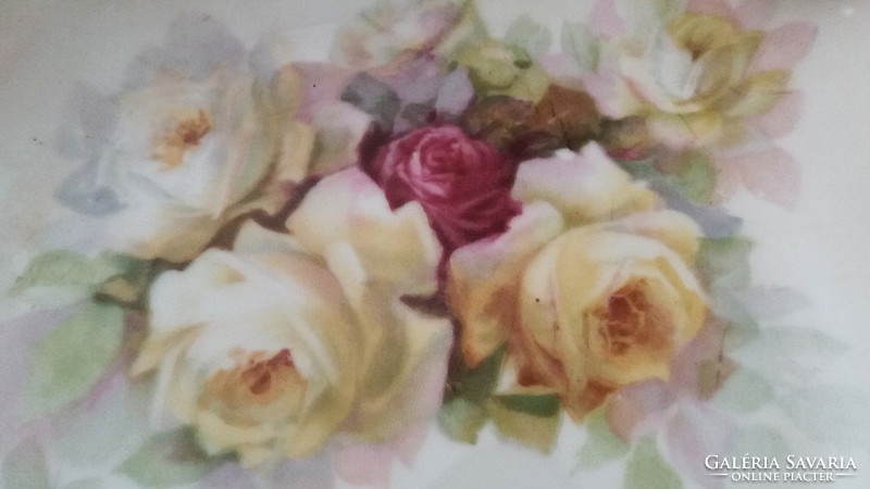 Régi rózsás virágos vintage porcelán tál 23 cm