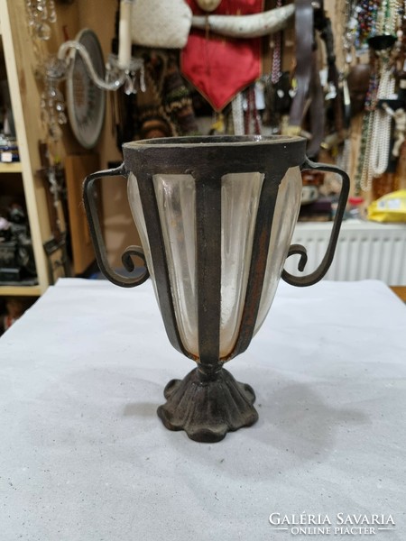 Vase with old glass insert