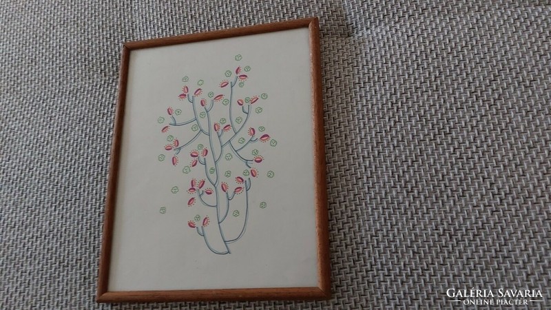 (K) flower motif picture with 22x26 cm frame