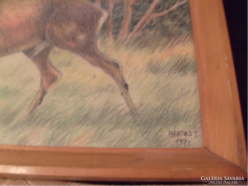 E10 Hantos jelzéssel 1971 színes tus ceruza rajz kartonra üveglapos  32 x 32 cm