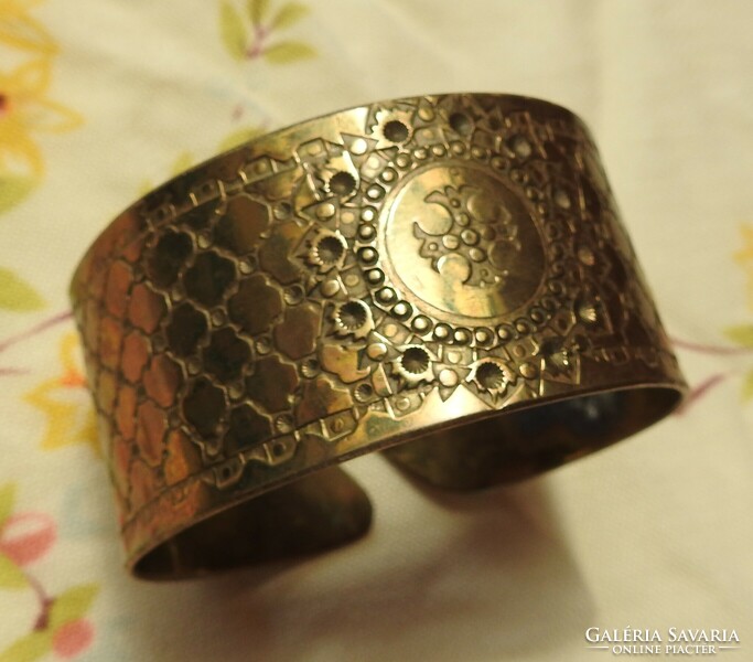 Old engraved thick copper bracelet