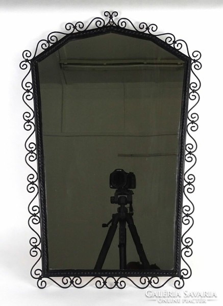 1J273 Régi kovácsoltvas tükör 67.5 x 45.5 cm