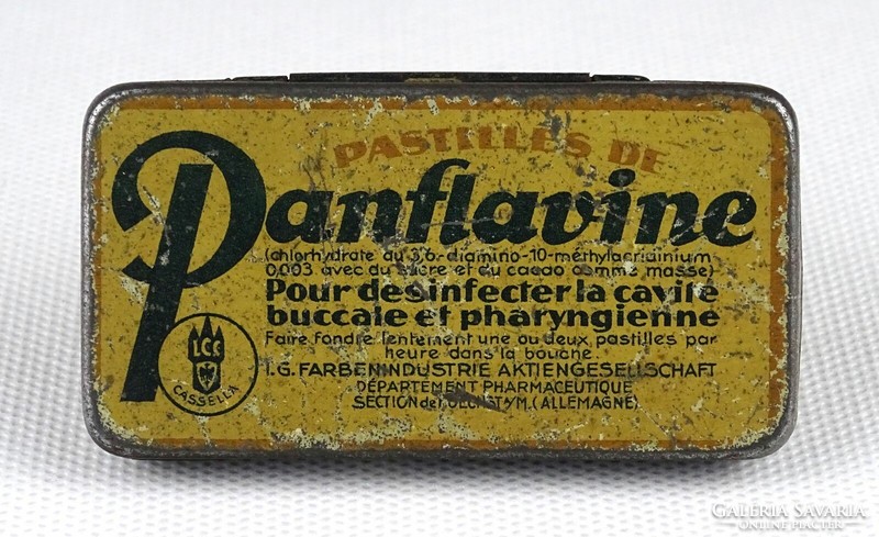 1J272 Antik gyógyszeres doboz PANFLAVINE pléhdoboz