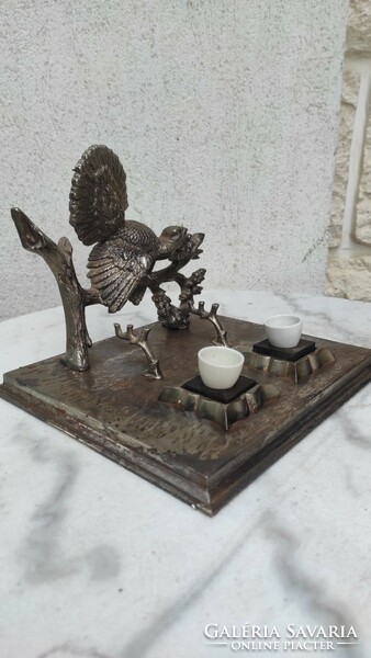 Antique special inkwell, kalamaris, pen holder part, sculpture decoration art deco secession, hunter