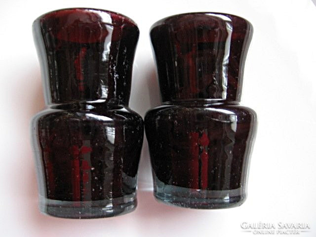 2 antique black-burgundy double-layer polished glasses