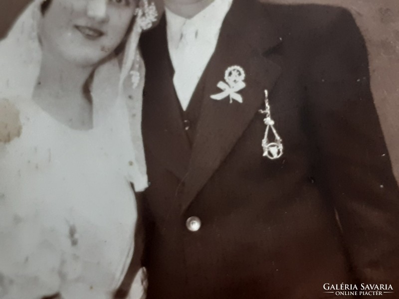 Old wedding photo circa 1930 hozdovits arad studio bride groom photo