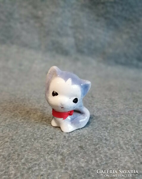 Old glazed ceramic kitten cat figure 7.5 cm (po-4)