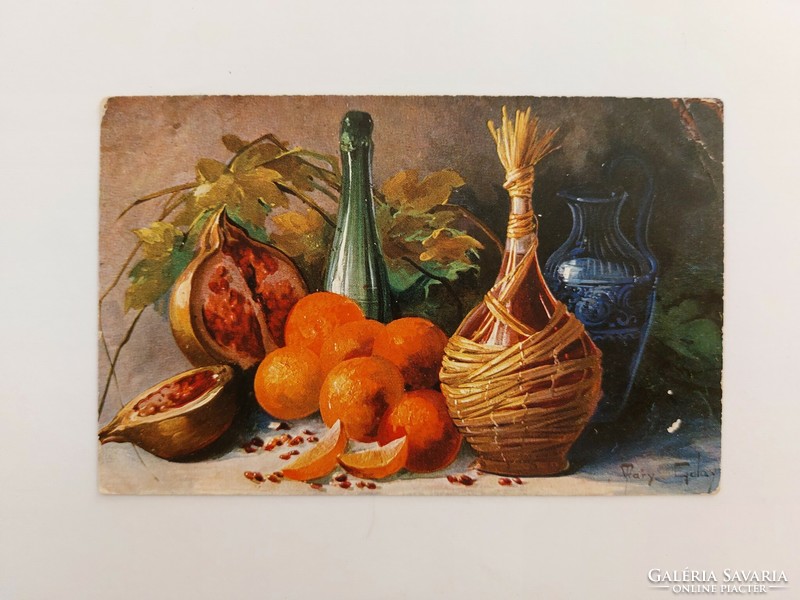 Old postcard art postcard still life with fruit