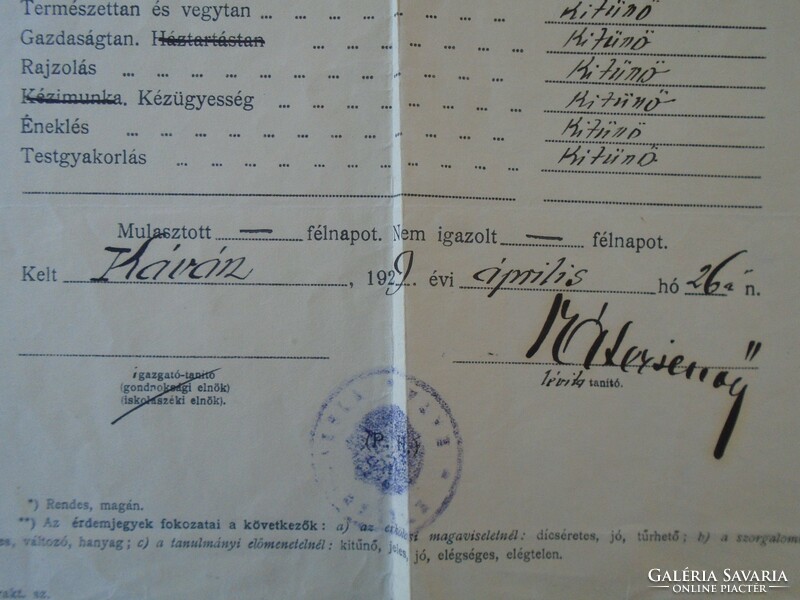 D190623 Népiskolai bizonyítvány  KÁVA (Monor, Pest-Pilis-Solt vm.) 1929  Juhász István