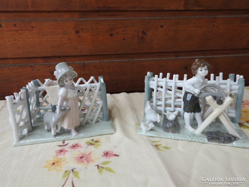 Antique - marked - German viable porcelain couple _ village scenes