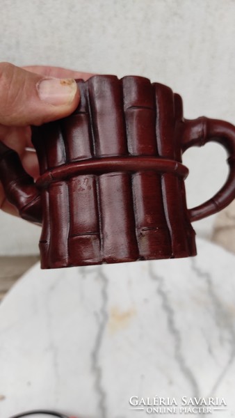 Antique ceramic tea-coffee oriental jug jug. Bamboo pattern decor