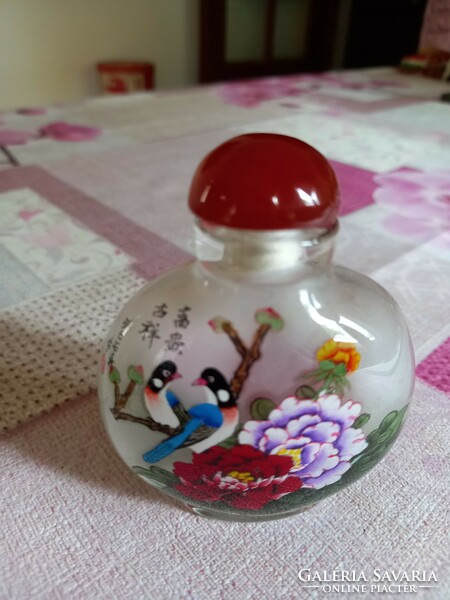Chinese snuff glass hand-painted on the inside