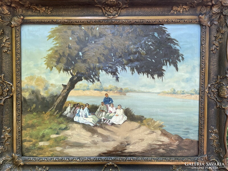 Gubinyi (?): Young milfs on the river bank 80x99cm !!!
