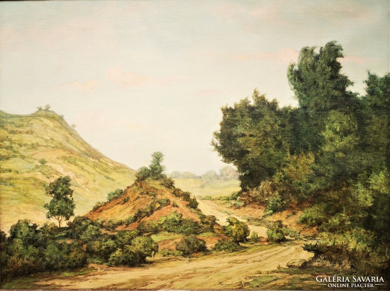 Árpád Basch (1873 - 1944) hilly landscape c. His painting is 96x76cm with original guarantee!