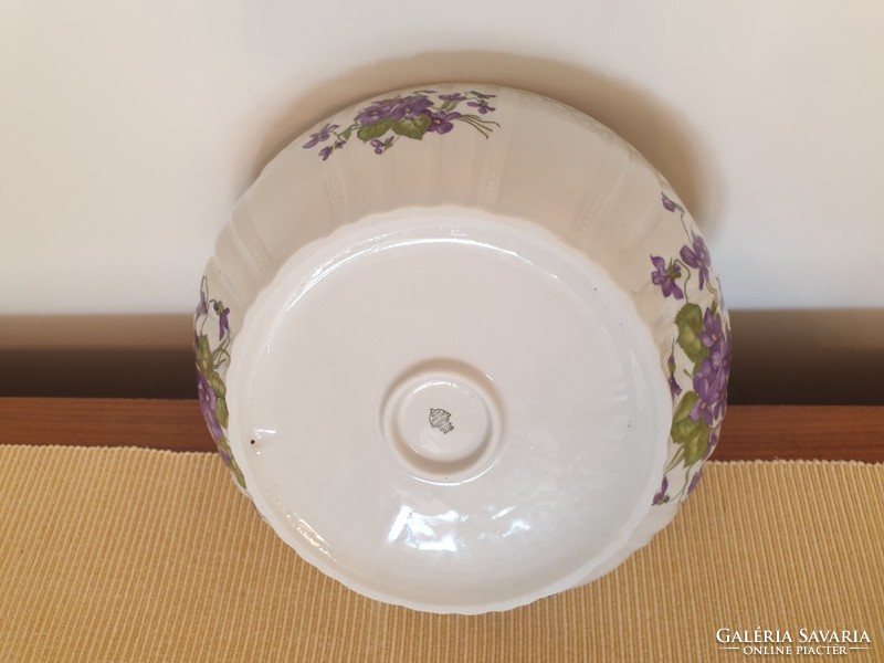 Old Zsolnay porcelain violet bowl large 27.5 cm wall plate vintage folk wall decoration stew patty bowl