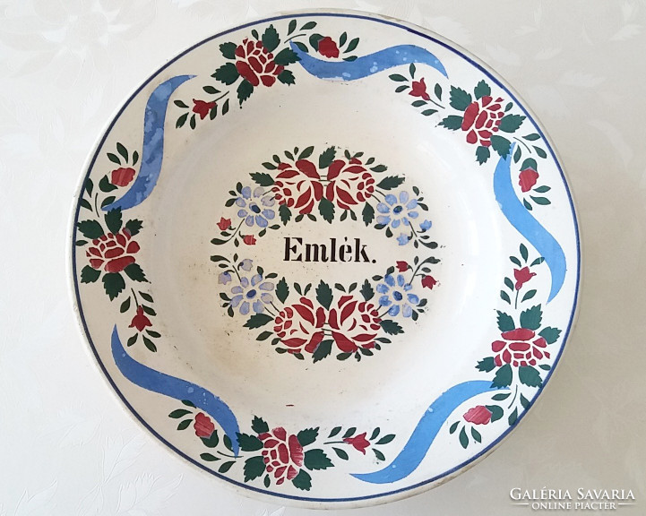 Antik Wilhelmsburgi fajansz tányér régi Emlék falitányér