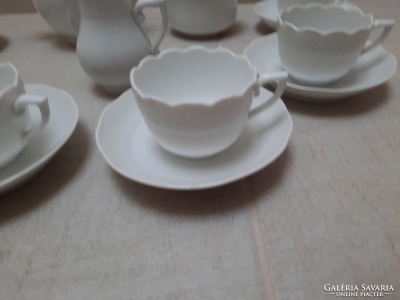 Fehér Herendi porcelán kávéskészlet, kávés készlet