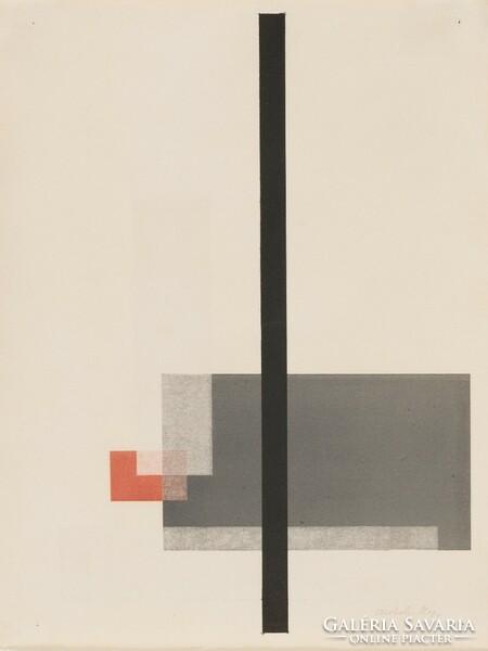 László Moholy - composition with black line - reprint on blind canvas