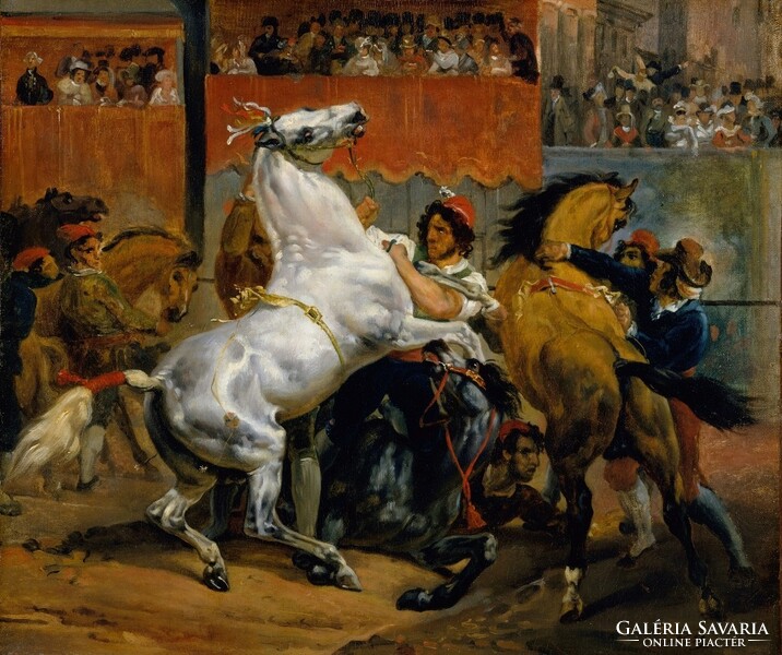 Horace Vernet - A lovagtalan lovak versenyének kezdete - vászon reprint