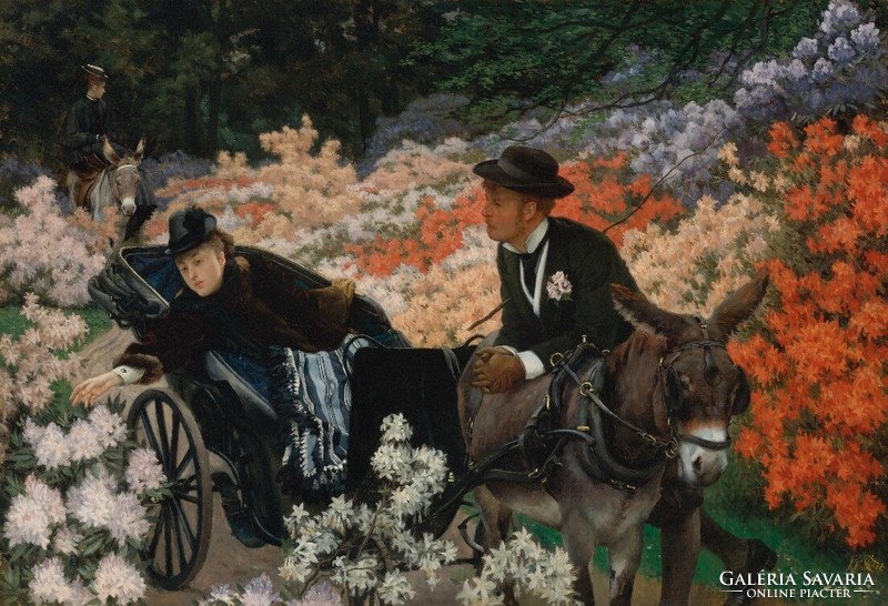 James Tissot - Reggel a rózsák közt - vakrámás vászon reprint