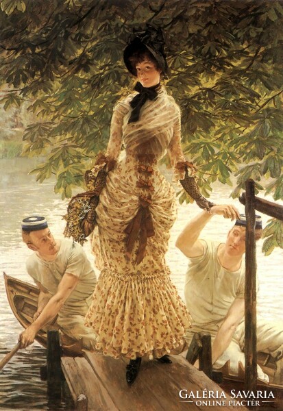 James tissot - on the Thames - reprinted canvas reprint