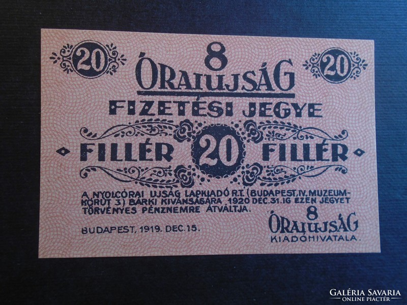 17 10 Hungary - 20 shillings 1919 - 8 o'clock newspaper emergency money