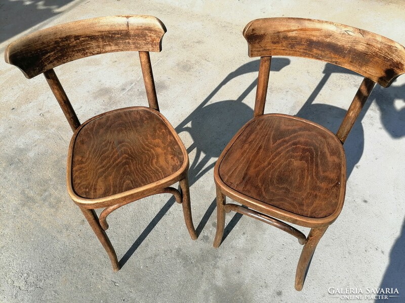 2 pcs thonet type antique chairs for sale in pairs.