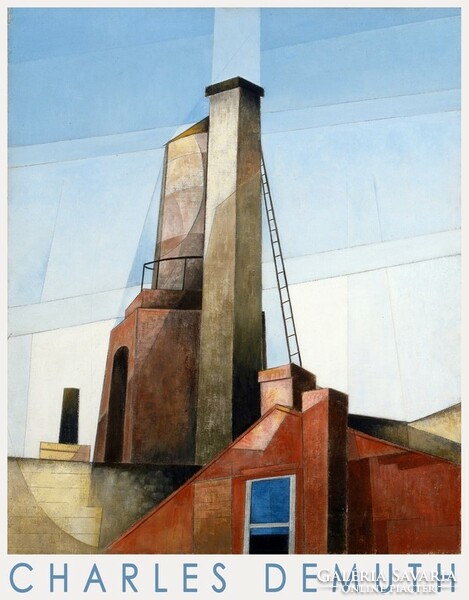 Charles Demuth (1883-1935) festmény reprodukció, művészeti plakát, városkép ipari építészet kémény