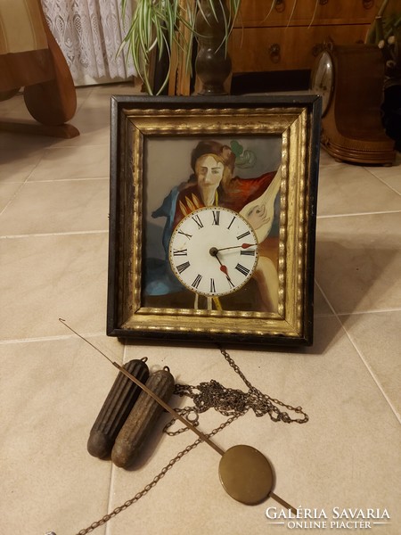 Antique Biedermeier moving eye clock! 1850!