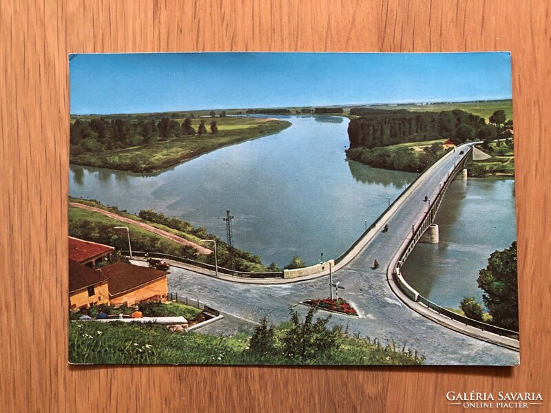 Tokaj - estuary of the Tisza bodrog with the bridge postcard