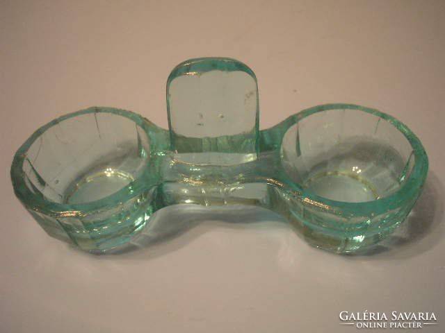 U9 Antik Türkiz Zöld Biedermeier nagyméretű  hántolt üveg Só-bors-fűszer  Tartó