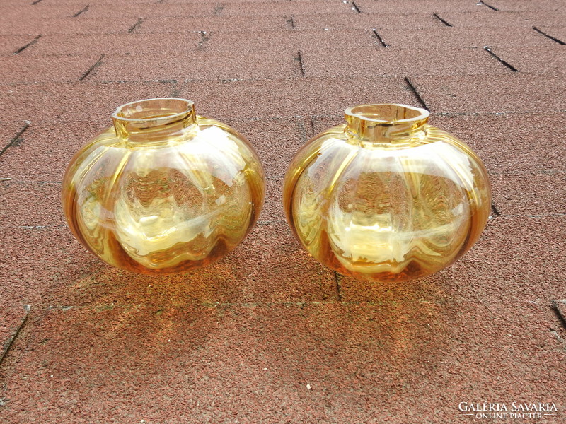 Yellow spherical thick glass lampshade - shade