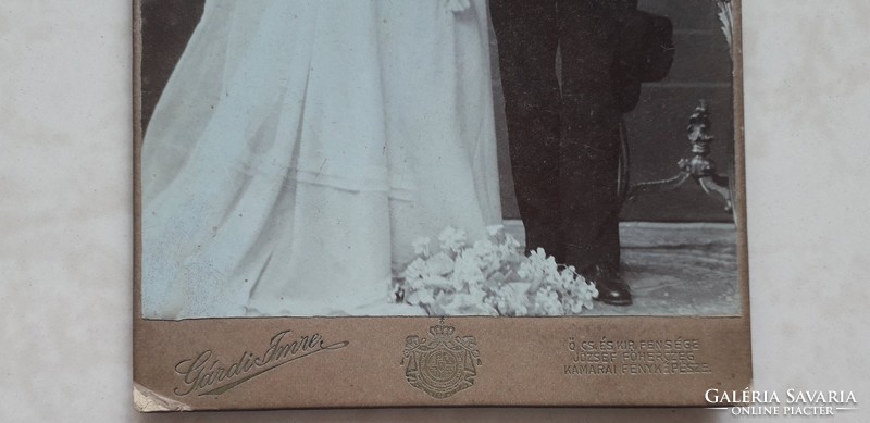 Antik esküvői fotó Gárdi Imre Kiskunfélegyháza Csongrád műtermi fénykép menyasszony vőlegény