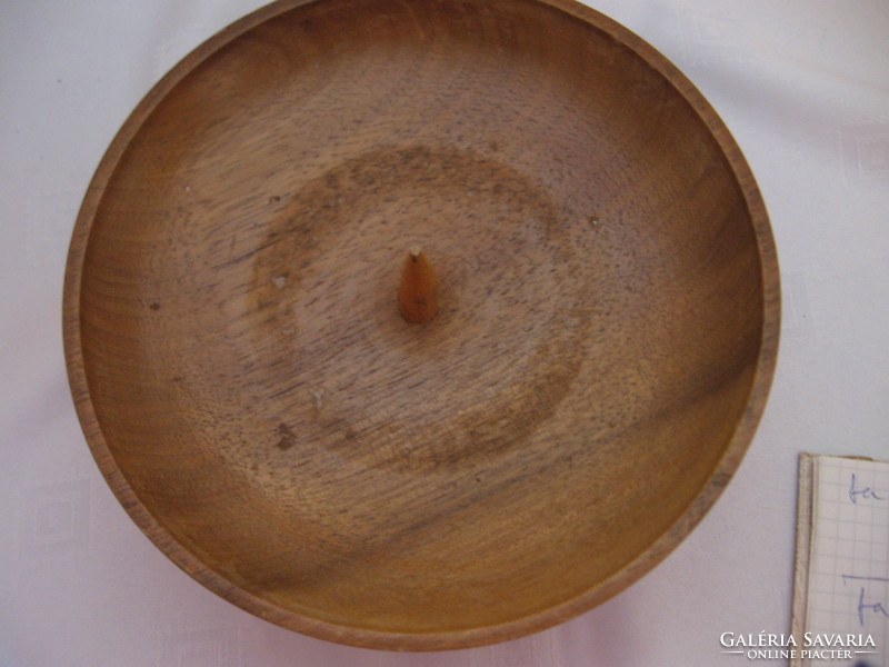 Wooden bowl-shaped candle holder
