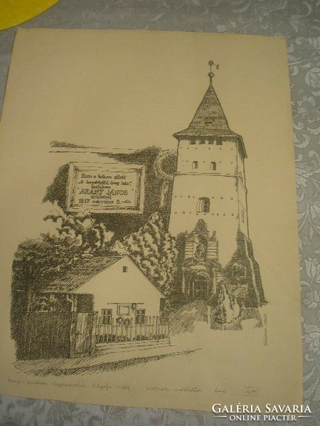 Nagyszalonta-petőfi also lived in János Arán's birthplace - lithograph, number 100/42 - with signature