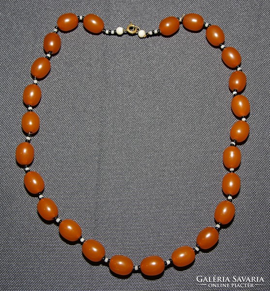 Old retro fashion necklace with original switch from 1950s probably carnelian