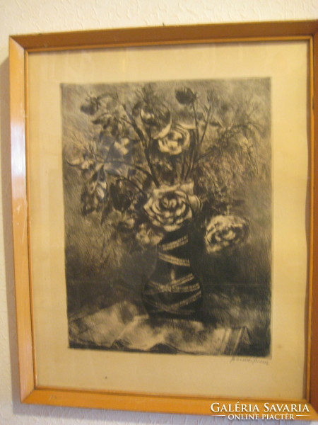 Ferenc Bordás 1911-1982,: flower still life 50 x 40 cm