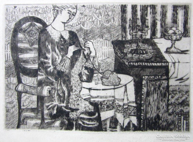 Mary of Túry 1930-1992 etching 61 x 42.5, 29 x 20 cm.