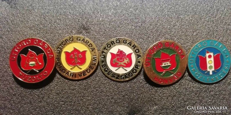 Pioneering Guard Badges / Civil Defense, Firefighter, Health, Transport and Defense 5 pcs in one