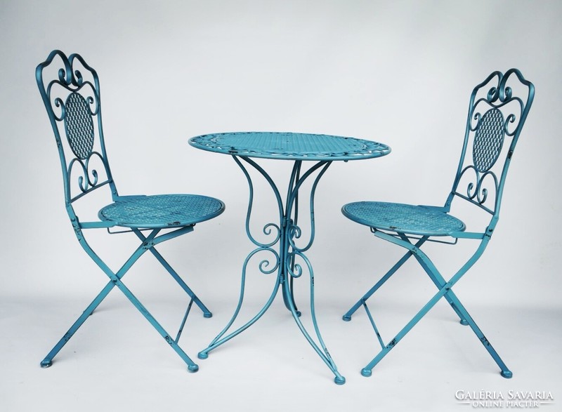 Wrought iron garden set - (1 table + 2 chairs)