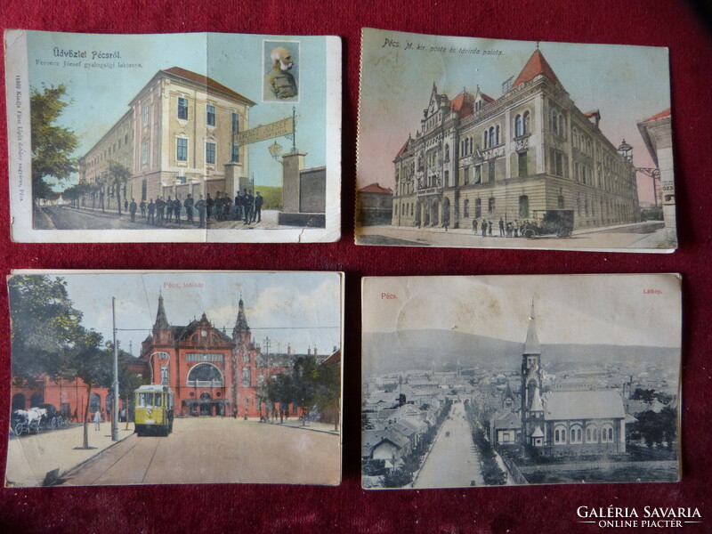 4 db. 110 éves képeslap /  Pécs.